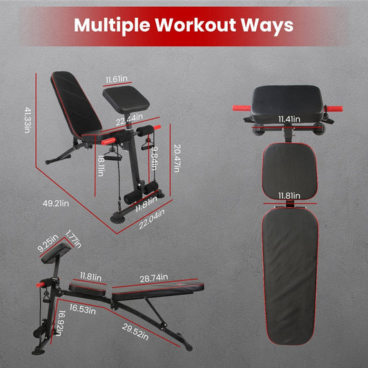 1Pc Adjustable Weight Bench With Preacher Curl Pad Resistance Bands Leg Extension For Home Gym Full Body Exercise Fedex Shipping