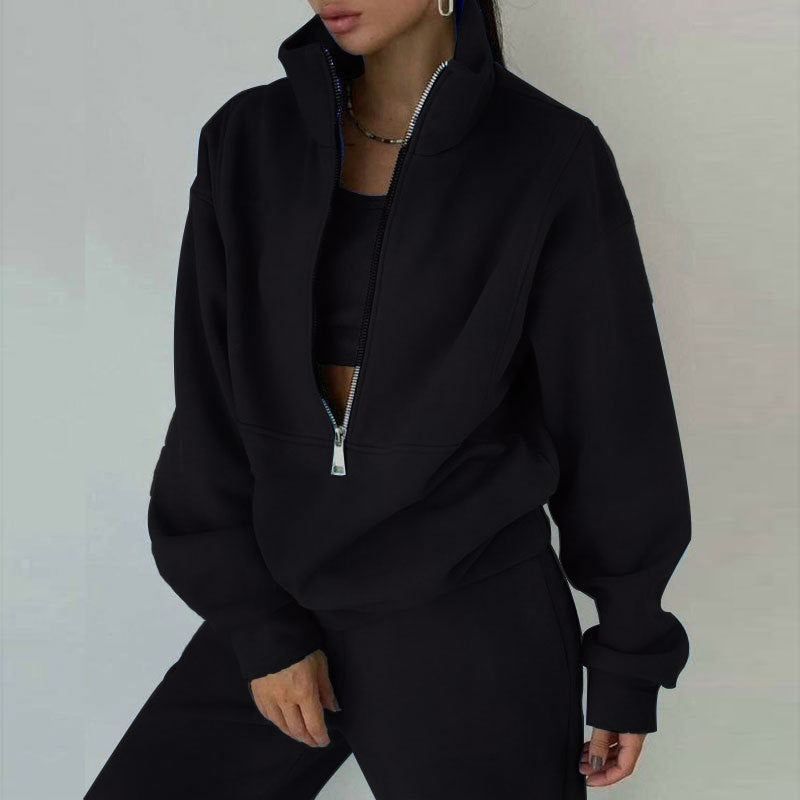 Women's Two-Piece Sweater Fleece Sports Street Activewear Set