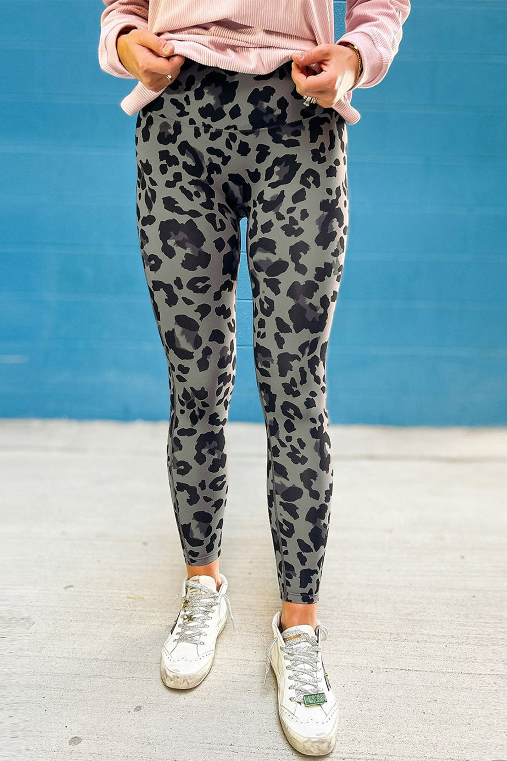 Green Classic Leopard Print Active Leggings