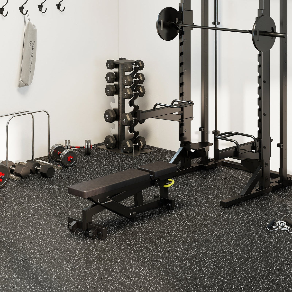 0.79 inch Thick Rubber Top Exercise Mat 48 Sq Ft with Boarders