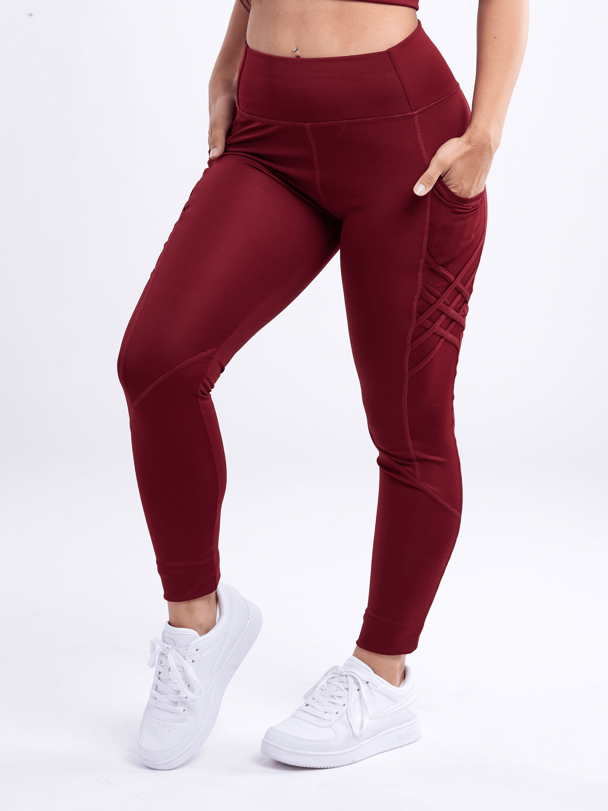 JupiterGear High-Waisted Criss-Cross Training Leggings with Hip Pockets