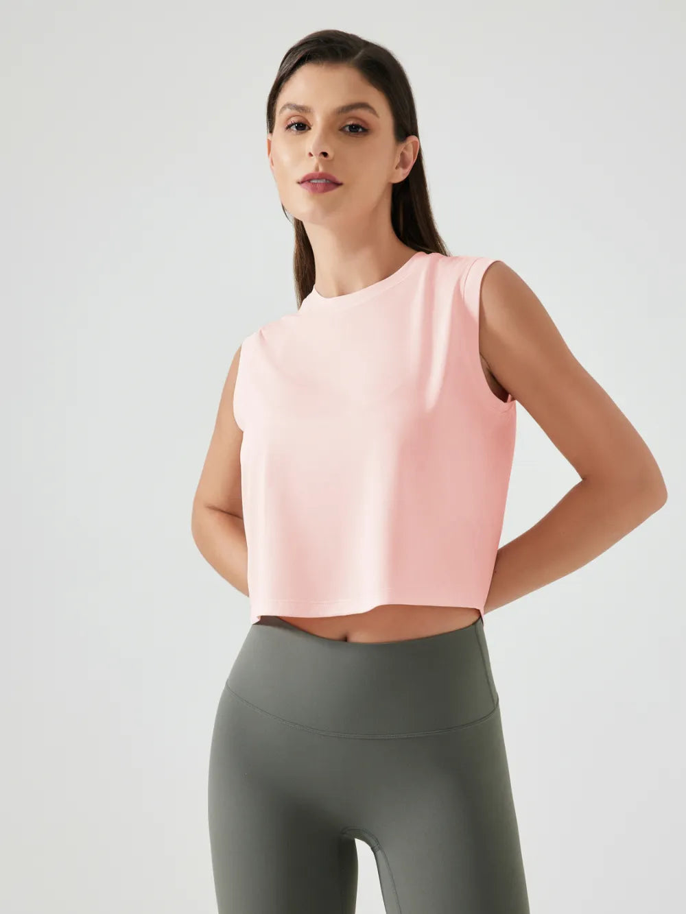 Millennia Round Neck Cropped Active Tank