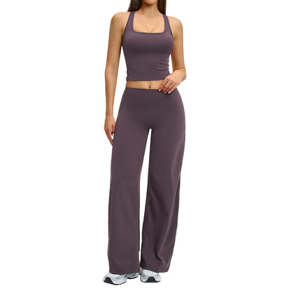 Comfortable Fleece-Lined Activewear Set, Form-Fitting Backless Sports Fitness Suit for Outdoor Leisure, Running, and Yoga