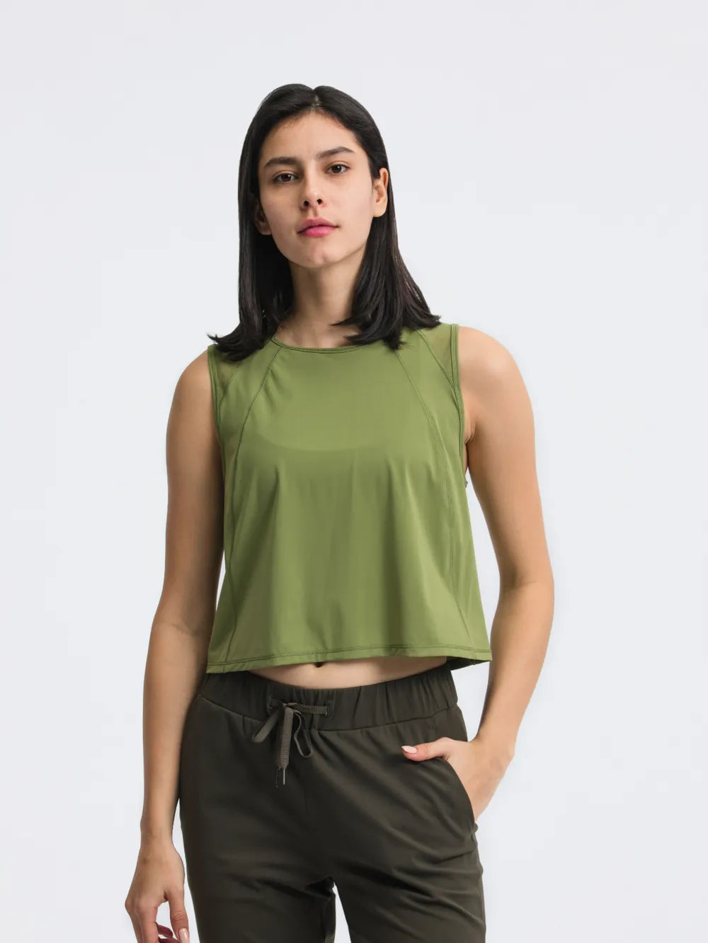 Millennia Round Neck Cropped Active Tank