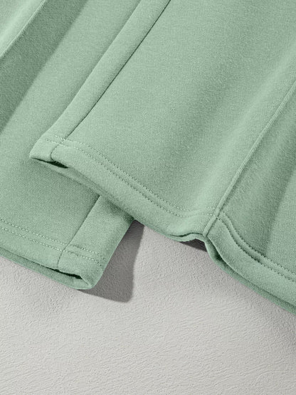 Drop Shoulder Zip Up Jacket and Drawstring Pants Active 2pcs Set