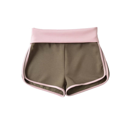 Elastic waist contrasting shorts for women