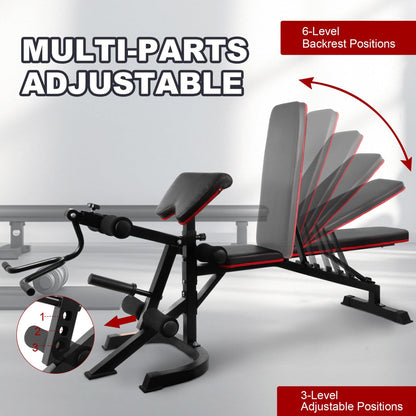 Adjustable Weight Bench Combo, Bench Press Combo, Home Gym Weight Bench With Squat Rack, Leg Extensions, Teacher Curls And Weight Storage--Only Supports Self Pickup