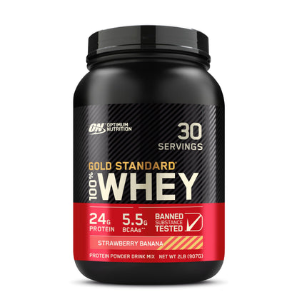 Optimum Nutrition Gold Standard 100% Whey Protein Powder Strawberry Banana 2 Pound (Packaging May Vary)