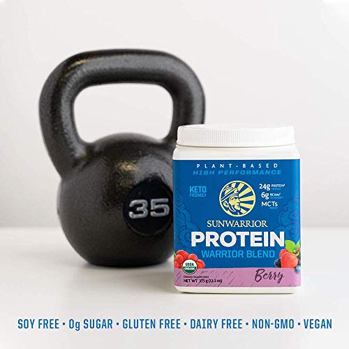 Organic Sunwarrior - Warrior Blend, Plant Based, Raw Vegan Protein Powder with Peas & Hemp, Chocolate, 30 Servings, 26.4 Ounce