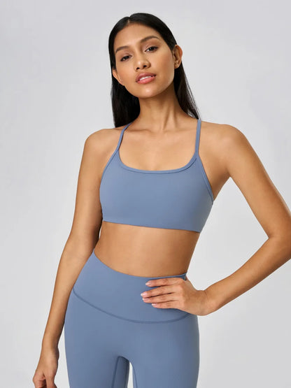 Millennia Crisscross Back Scoop Neck Active Cami with Detachable Chest Pads