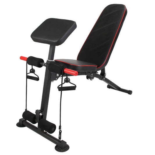 1Pc  Adjustable Weight Bench With Preacher Curl Pad Resistance Bands Leg Extension For Home Gym Full Body Exercise Fedex Shipping
