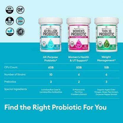 Organic Physician's Choice Probiotics 60 Billion CFU - 10