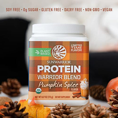 Organic Sunwarrior - Warrior Blend, Plant Based, Raw Vegan Protein Powder with Peas & Hemp, Chocolate, 30 Servings, 26.4 Ounce