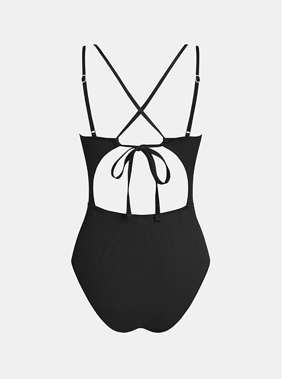 CUPSHE Womens One Piece Swimsuit Scoop Neck Bathing Suit Double Straps , Medium