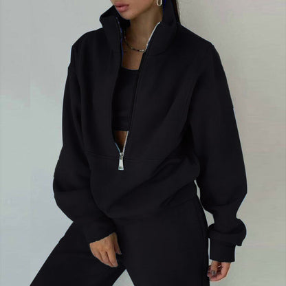 Women's Two-Piece Sweater Fleece Sports Street  Activewear Set