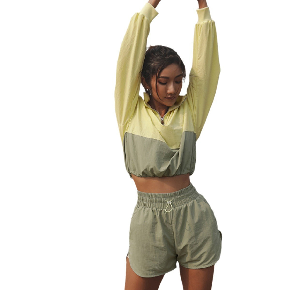 Sporty Hooded Sweatshirt  Shorts Set for Women