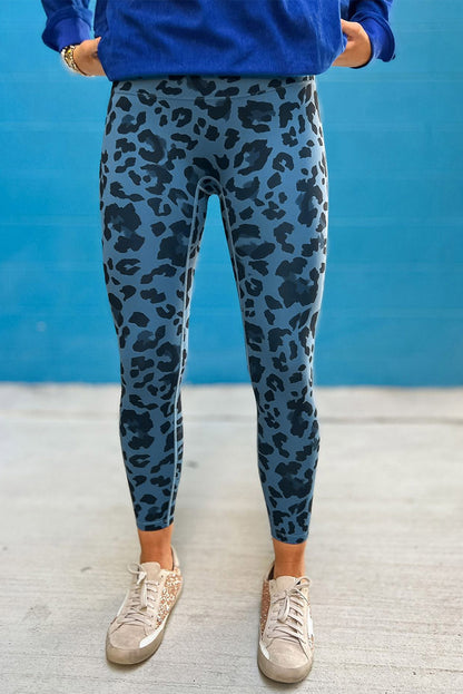 Green Classic Leopard Print Active Leggings