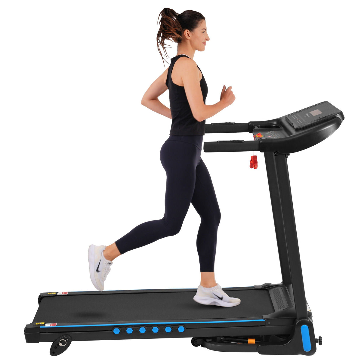 Incline Treadmill For Running & Walking, Hydraulic System Auto Folding With Type C & USB Charge For Android, 10Mph, Bluetooth Speaker - Black