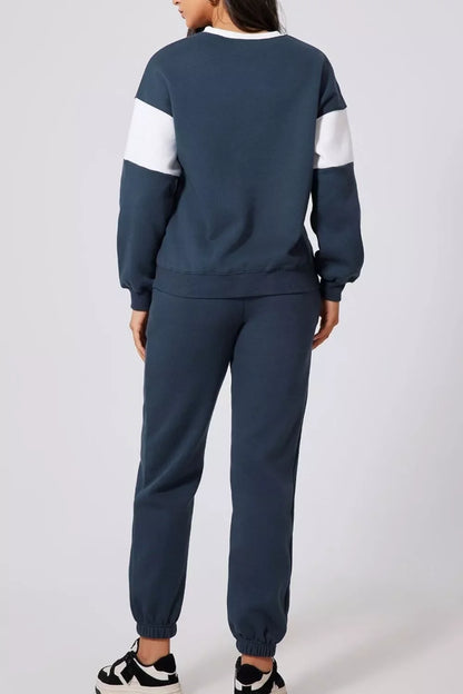 Drop Shoulder Loose Sweatshirt and Joggers Active Set