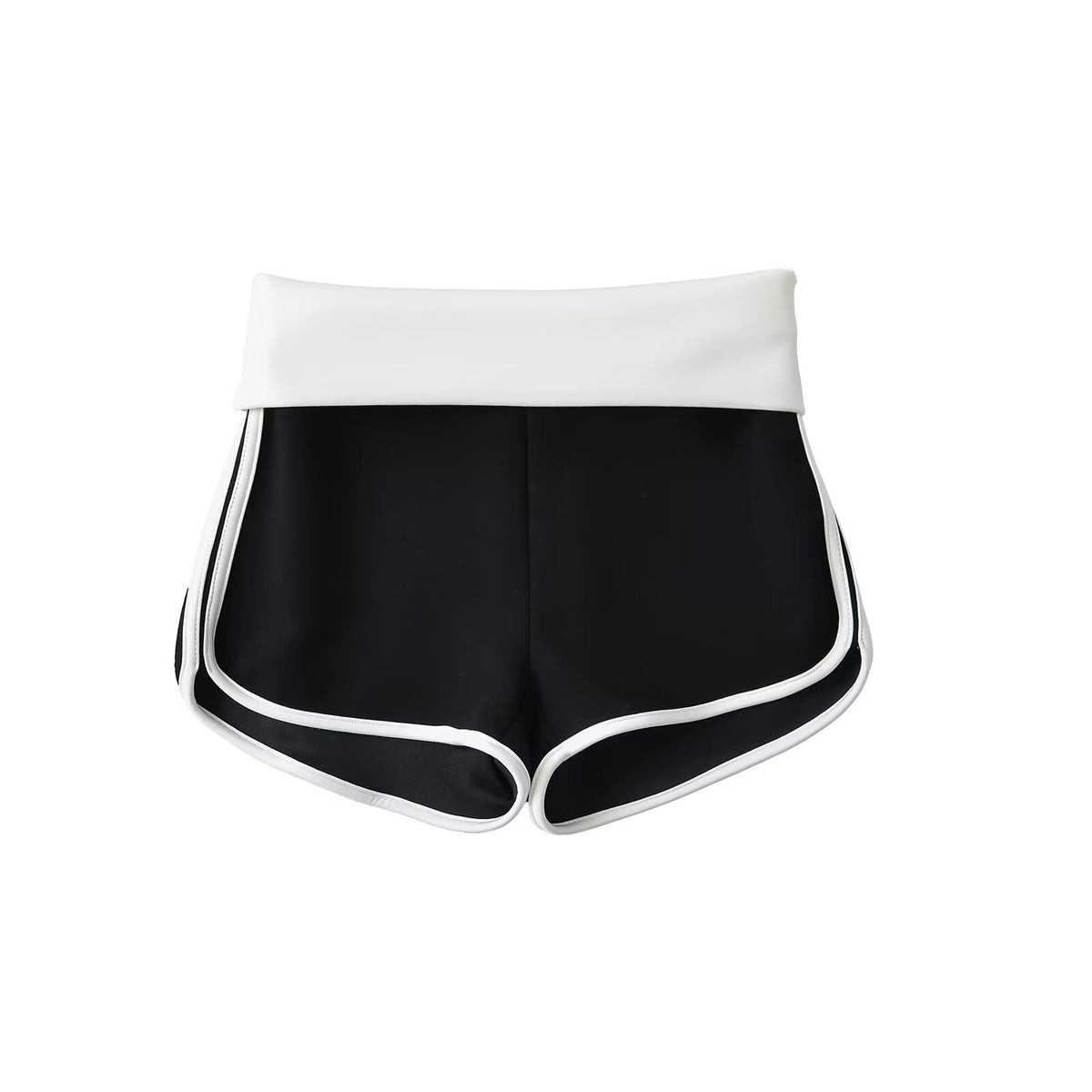 Elastic waist contrasting shorts for women