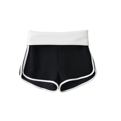 Elastic waist contrasting shorts for women