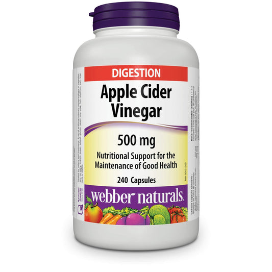 Webber Naturals Apple Cider Vinegar Capsules – 500 mg, 240 Count