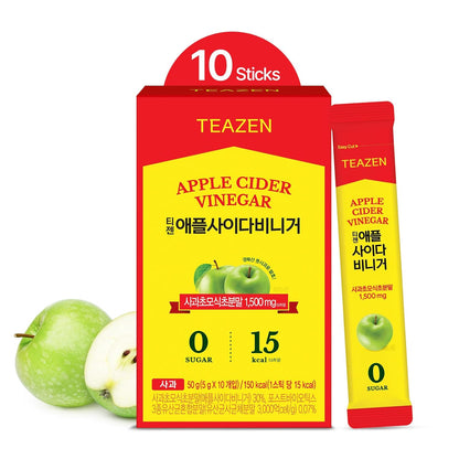 TEAZEN Apple Cider Vinegar Drink Powder – 1500mg ACV, Sugar-Free, 10 Sticks