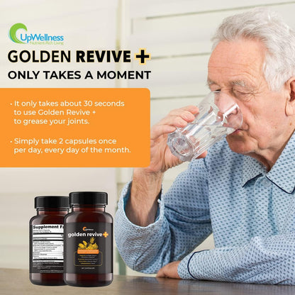 UpWellness Golden Revive + Joint Support with Quercetin, Magnesium, and Turmeric,  60 Capsules - 6 Active Ingredients for Joint and Muscle Care - Physician Formulated