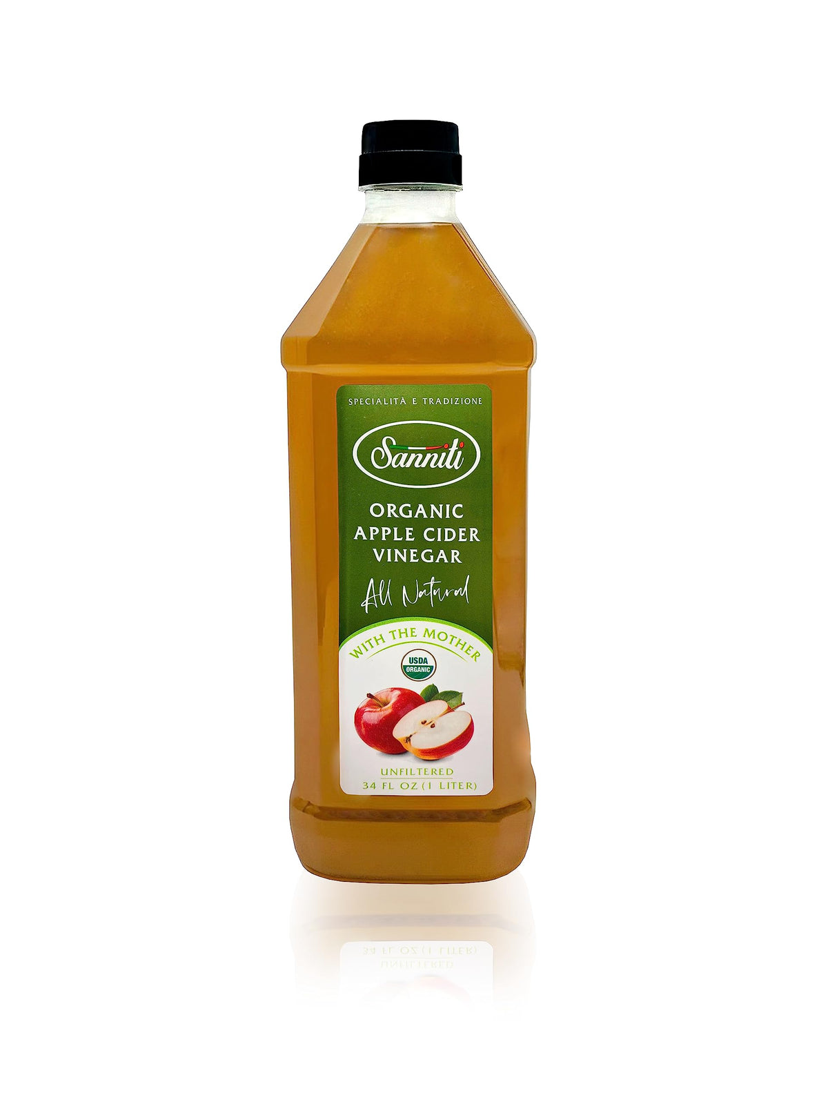 Sanniti Organic Apple Cider Vinegar with the Mother – Raw & Unfiltered, 34 fl oz