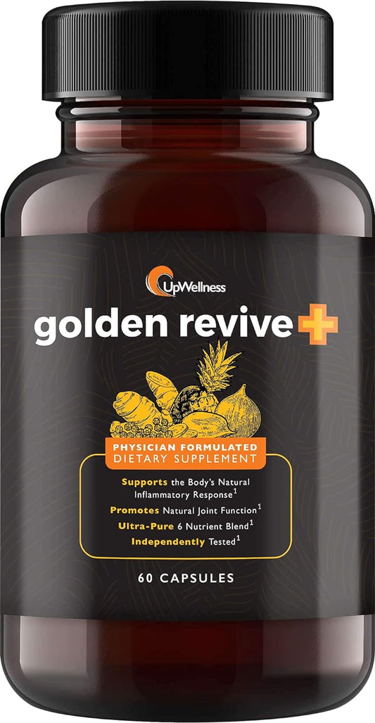 UpWellness Golden Revive + Joint Support with Quercetin, Magnesium, and Turmeric,  60 Capsules - 6 Active Ingredients for Joint and Muscle Care - Physician Formulated