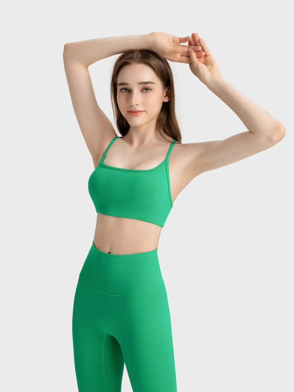 Millennia Crisscross Back Scoop Neck Active Cami with Detachable Chest Pads