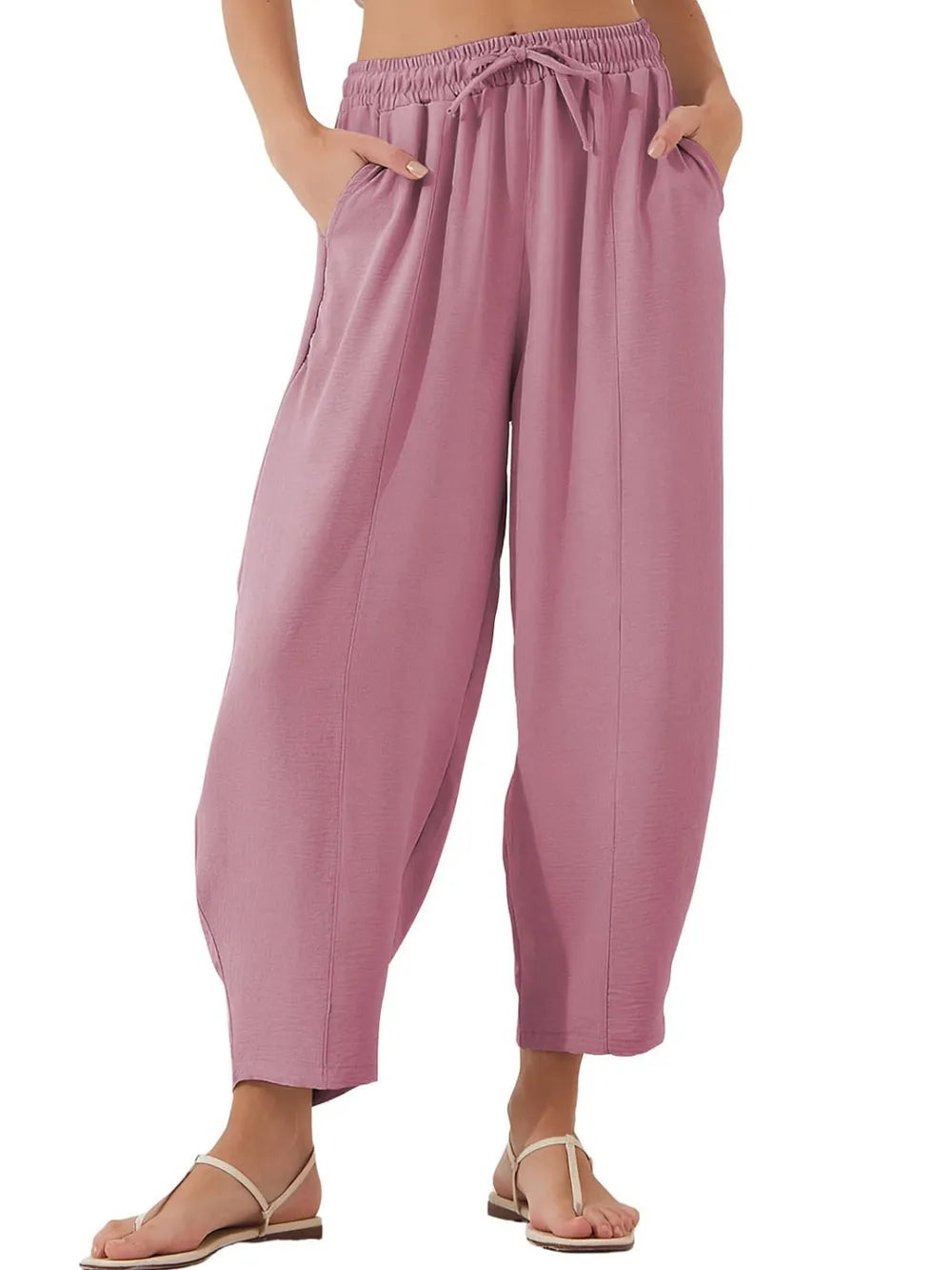 Full Size Drawstring Cropped Jogger Pants Plus Size