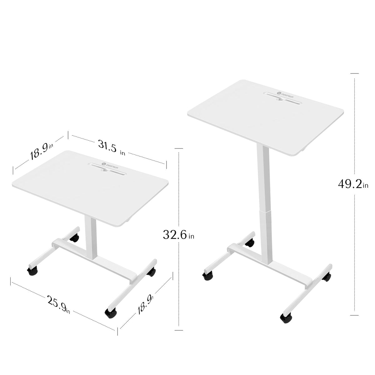 DeerRun® Adjustable Standing Desk - 31.5''L *18.9''W Large Rolling Laptop Desk for Treadmills