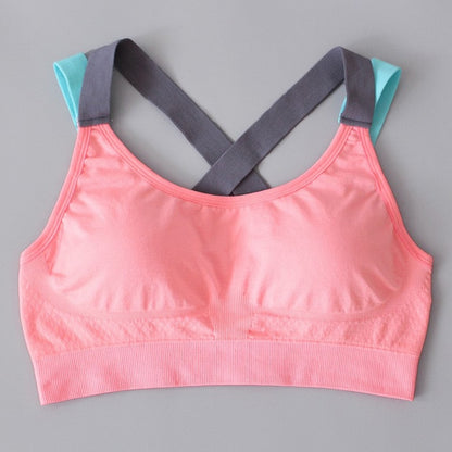 Sexy Sports Bra Top for Fitness Women Push Up Cross Straps Yoga Running Gym Femme Active Wear Padded Underwear Crop Tops