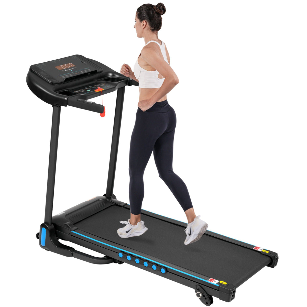 Incline Treadmill For Running & Walking, Hydraulic System Auto Folding With Type C & USB Charge For Android, 10Mph, Bluetooth Speaker - Black