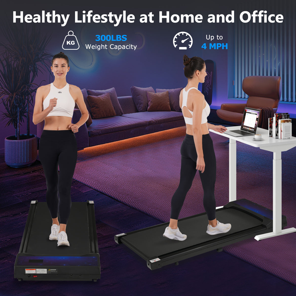 New 8.10 Walking Pad Under Home Desktop Treadmill -2.5HP Walking Treadmill 0.6-4MPH 300LBS Capacity Remote Control Battery