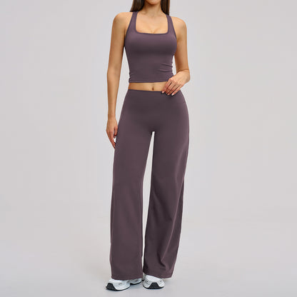 Comfortable Fleece-Lined Activewear Set, Form-Fitting Backless Sports Fitness Suit for Outdoor Leisure, Running, and Yoga