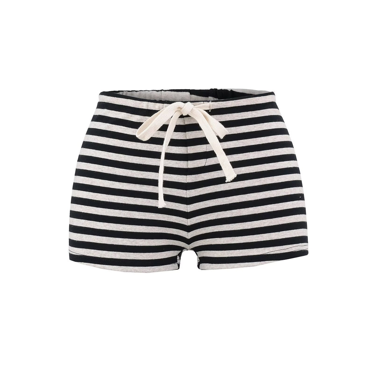 Casual striped contrasting drawstring shorts for women