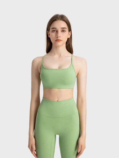 Millennia Crisscross Back Scoop Neck Active Cami with Detachable Chest Pads
