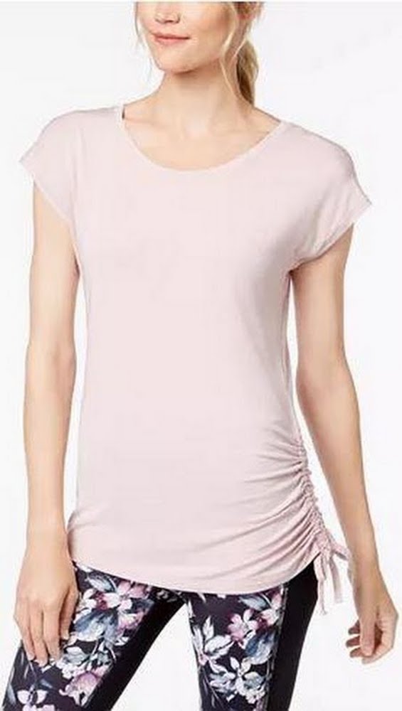 Ideology Womens Fitness Yoga Side-Tie T-Shirt T-Shirt
