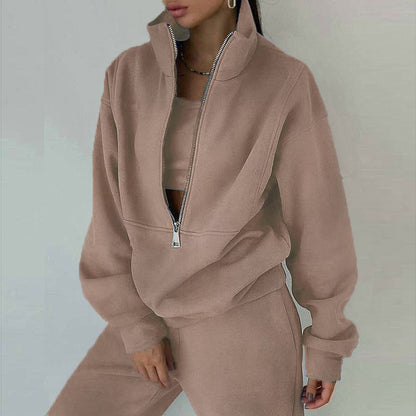 Women's Two-Piece Sweater Fleece Sports Street  Activewear Set