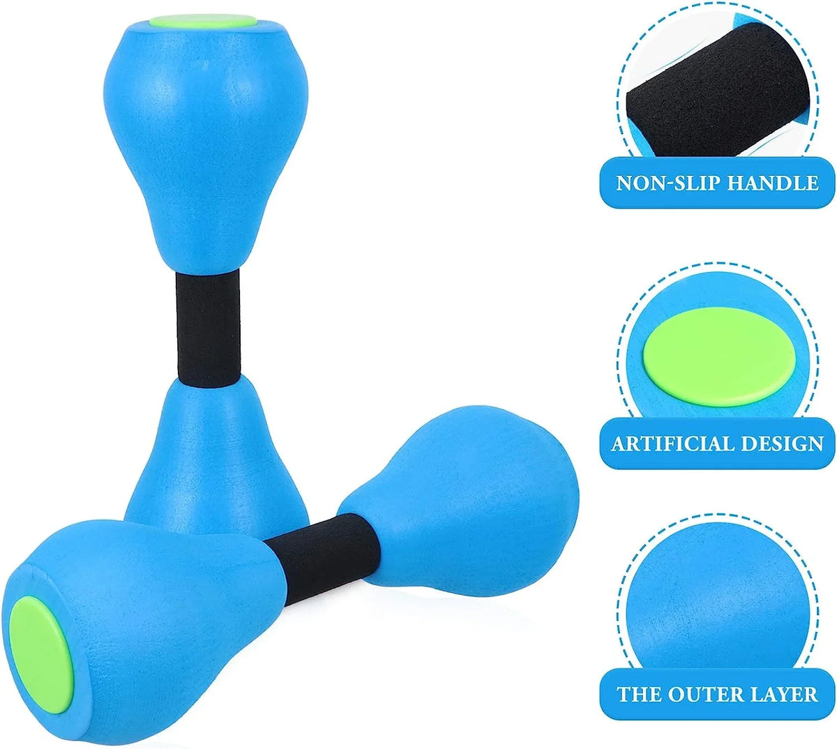Water Dumbbells Aquatic Exercise Pool Fitness Equipment Blue Foam Water Aerobic Exercise Fitness Equipment
