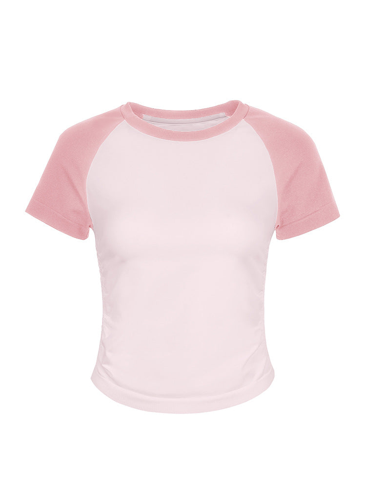 Fashionable Fitted Raglan Sleeve Activewear Top for WomenWorkout Short Sleeve, Running Casual Quick-Dry T-Shirt