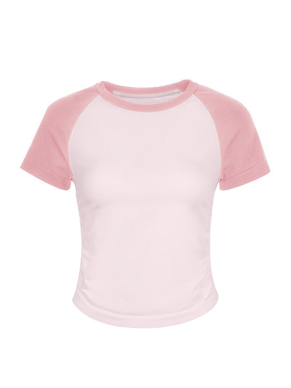 Fashionable Fitted Raglan Sleeve Activewear Top for WomenWorkout Short Sleeve, Running Casual Quick-Dry T-Shirt