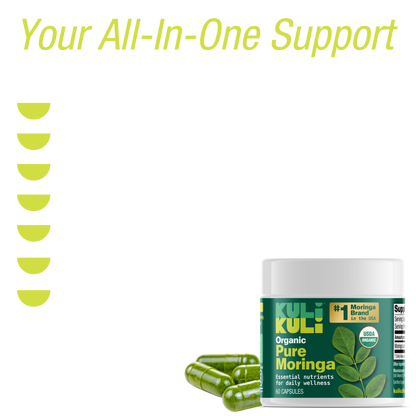 Organic Pure Moringa Powder Capsules (60-Count)