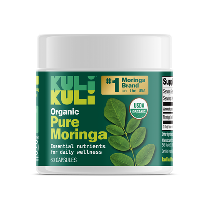 Organic Pure Moringa Powder Capsules (60-Count)