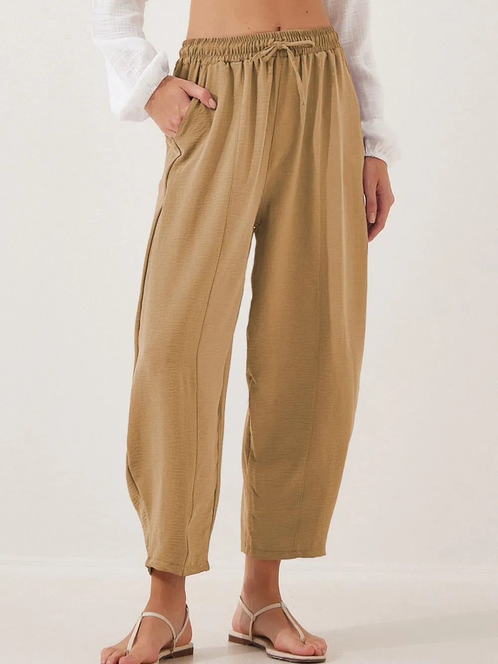 Full Size Drawstring Cropped Jogger Pants Plus Size