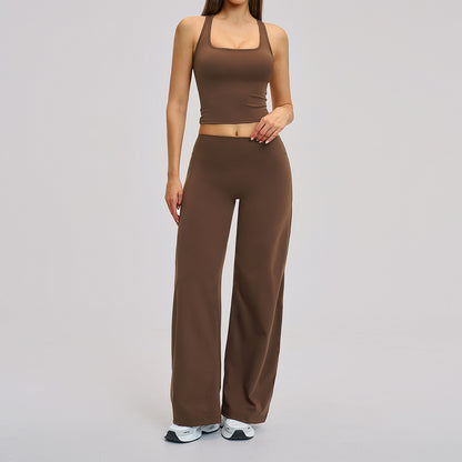 Comfortable Fleece-Lined Activewear Set, Form-Fitting Backless Sports Fitness Suit for Outdoor Leisure, Running, and Yoga
