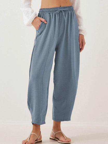 Full Size Drawstring Cropped Jogger Pants Plus Size