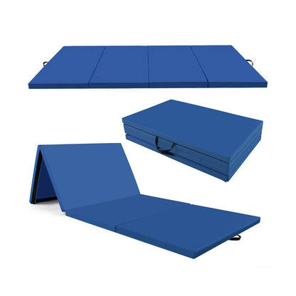 4-Panel PU Leather Folding Exercise Mat with Carrying Handles